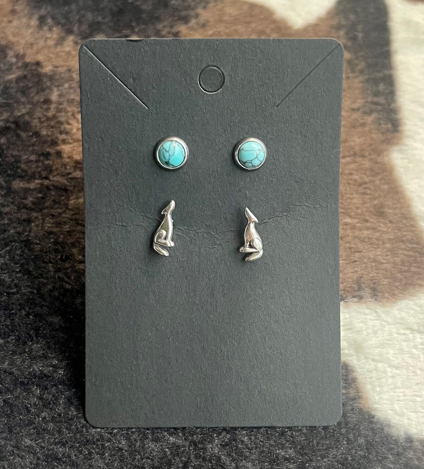 Crystal Coyote Stud Earrings