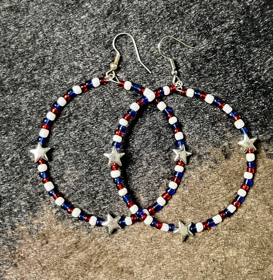 R,W,B Hoop Earrings