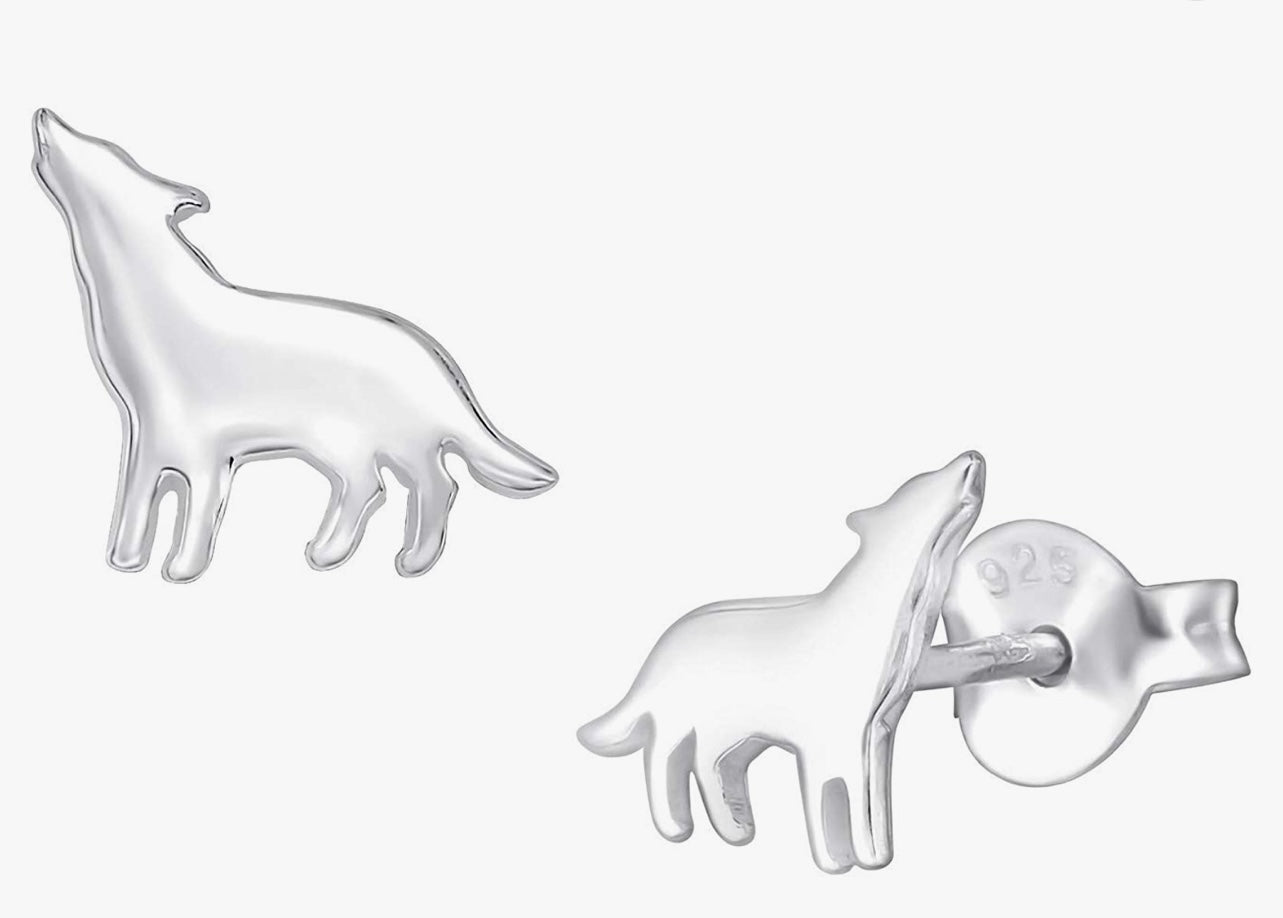 Crystal Coyote Stud Earrings
