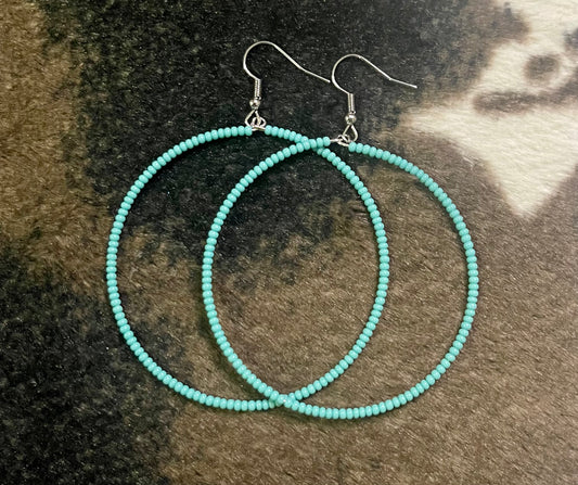 Turquoise Bandit Hoop Earrings