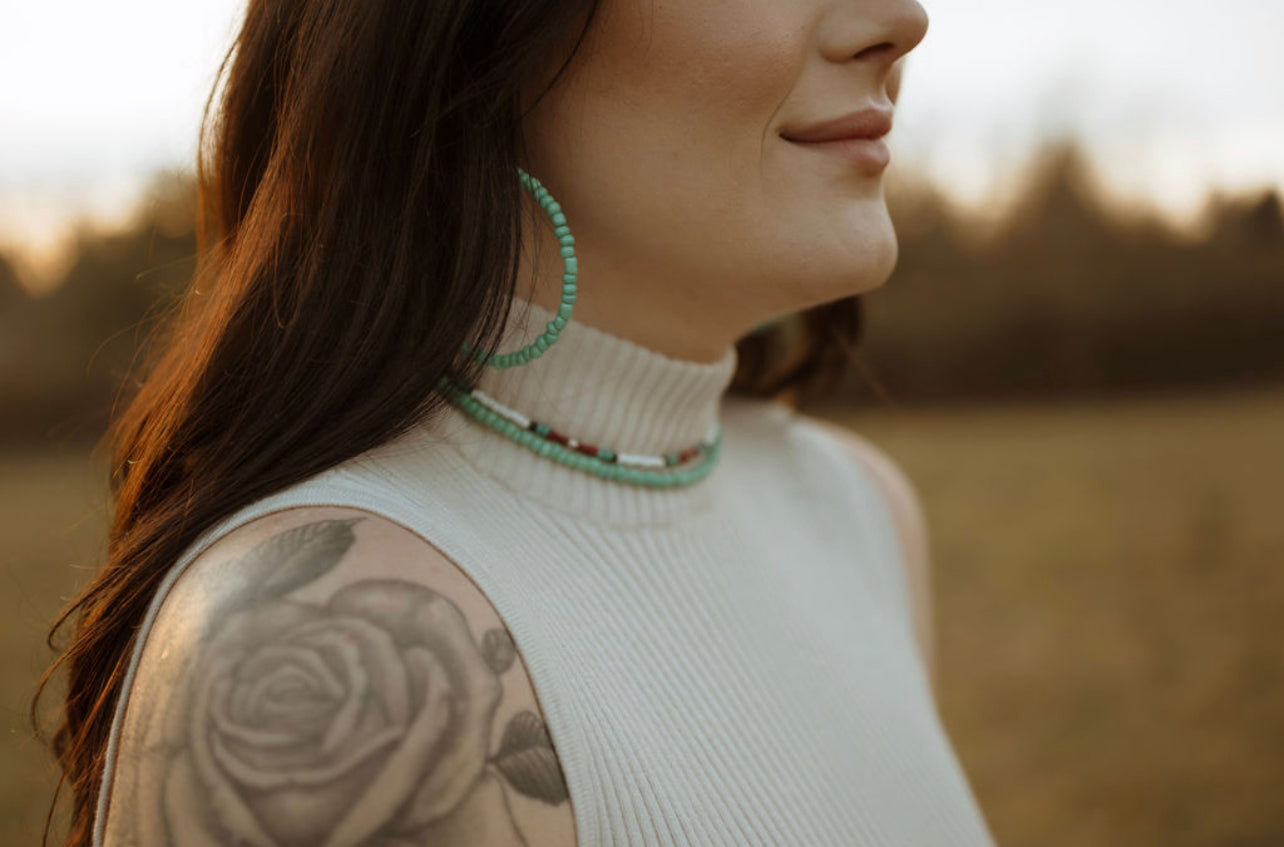 Turquoise Bandit Hoop Earrings