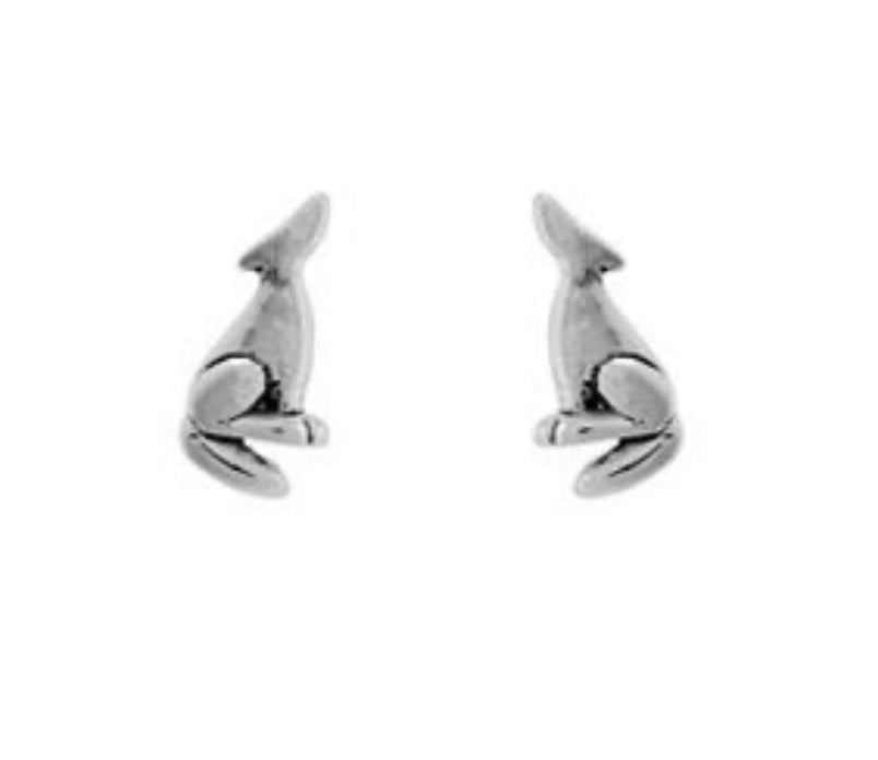 Crystal Coyote Stud Earrings
