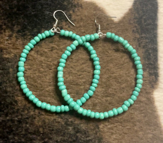 Turquoise Bandit Hoop Earrings